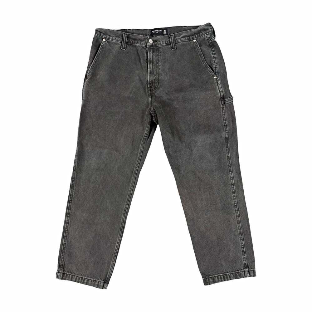 Abercrombie & Fitch Loose Straight Gray Dark Wash Denim Jeans 5-Pocket